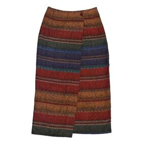 Vintage Woven Multicolor Southwestern Vibe Striped Full Wrap Skirt Midi Sz 5/6